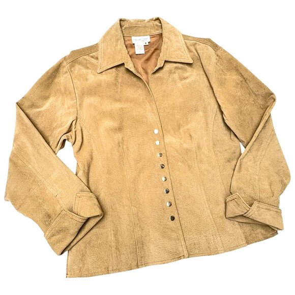 Coldwater Creek Tan Suede Snap Button Moto Styled Shirt Jacket - Picture 3 of 8